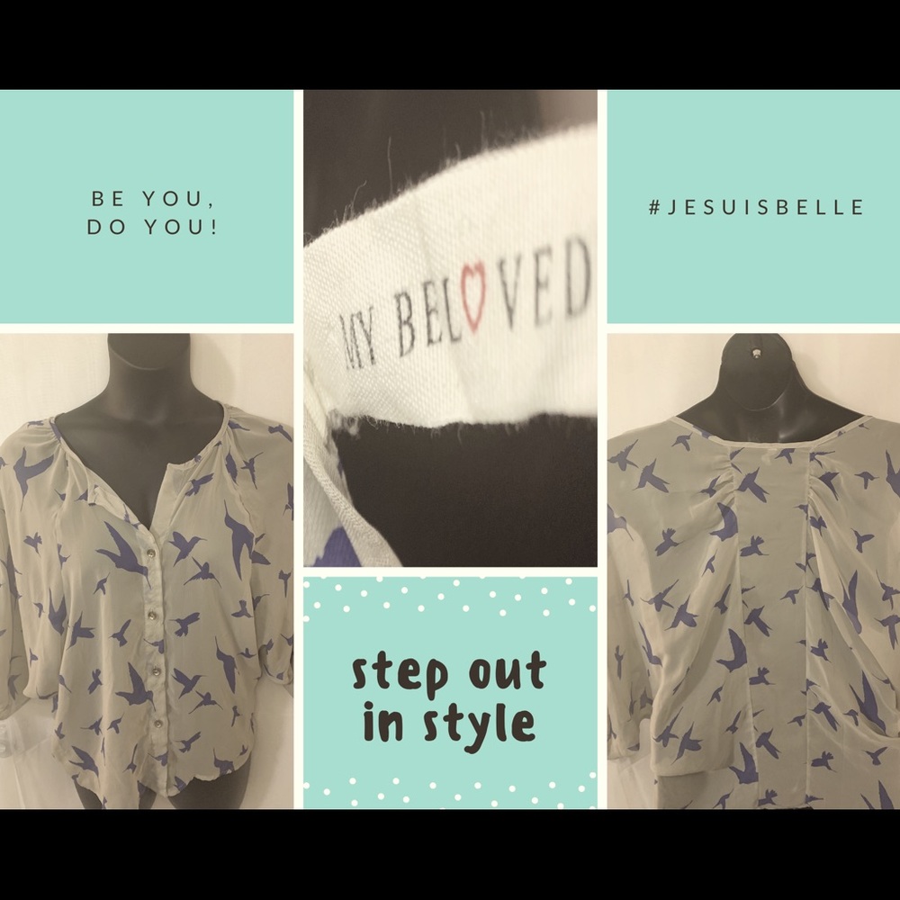 Medium/Large Sheer Bird Print Blouse